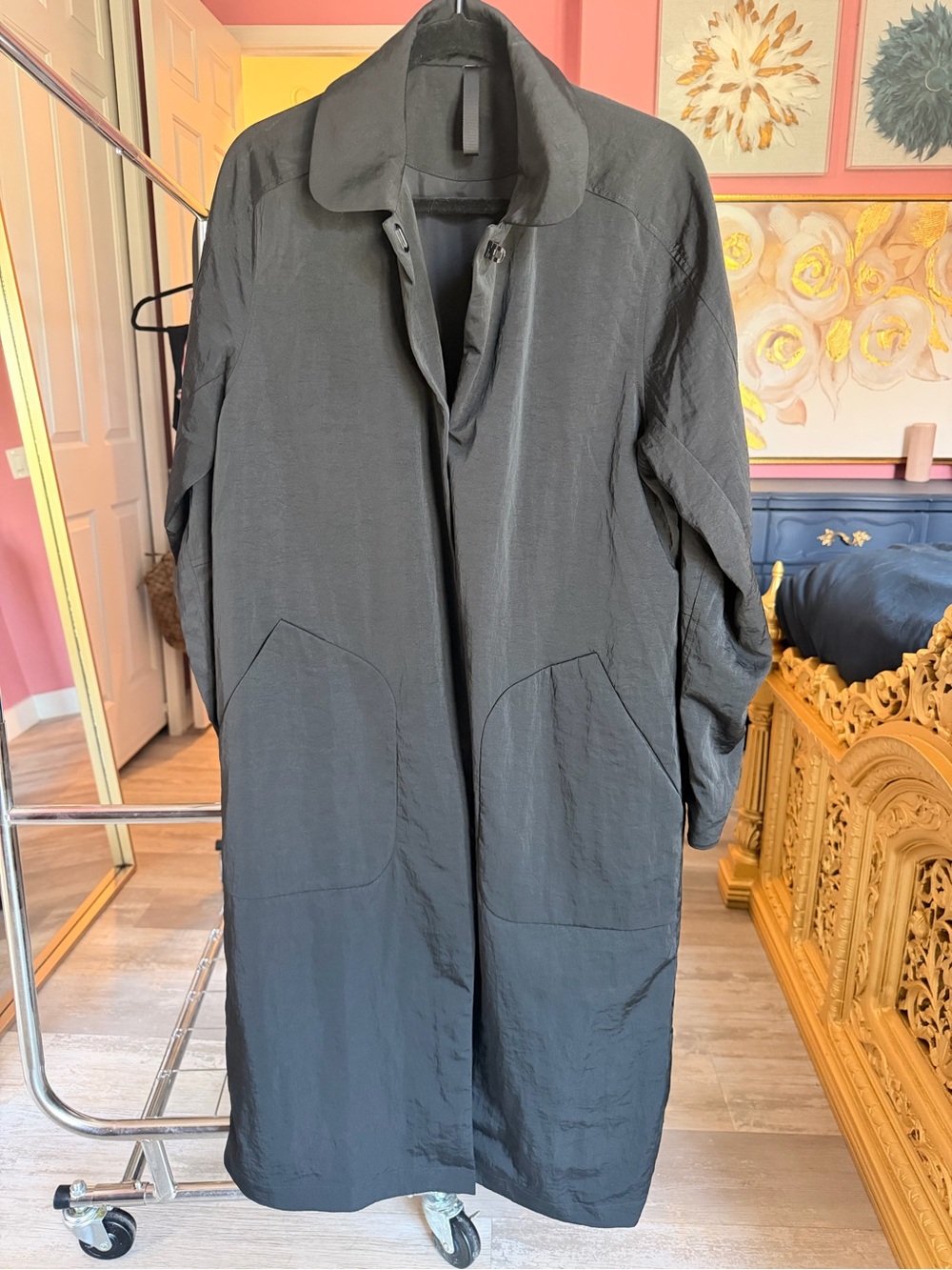 lululemon athletica Black Long Raincoat with Collar - Picture 2 of 4